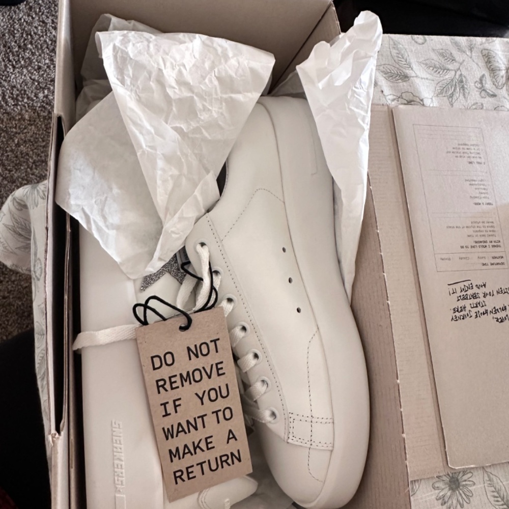 Golden goose Womens  Purestar in white leather w silver Swarovski crystal star - Picture 14 of 16